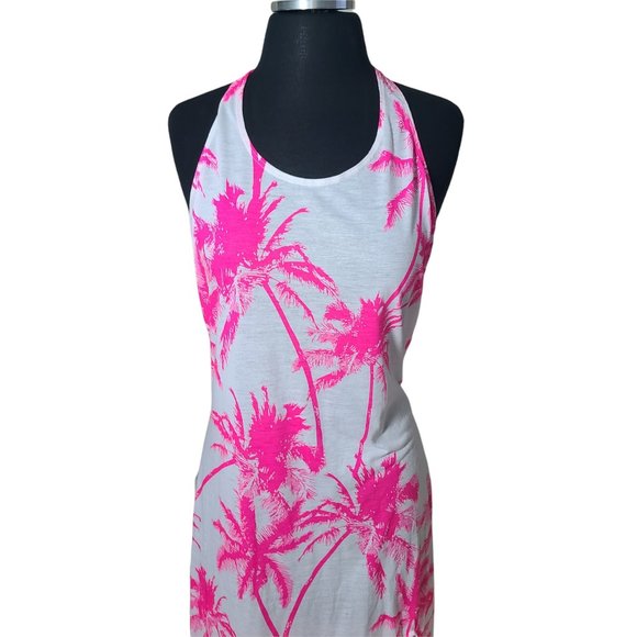 Op halter beach dress high low pink white sz M - Picture 4 of 7